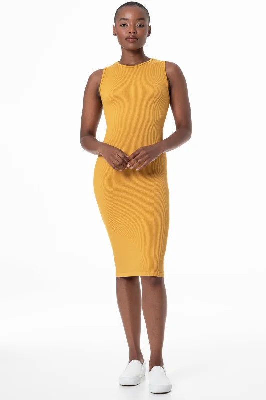 Bodycon Dress _ 145764 _ Mustard Bold Bodycon Dress