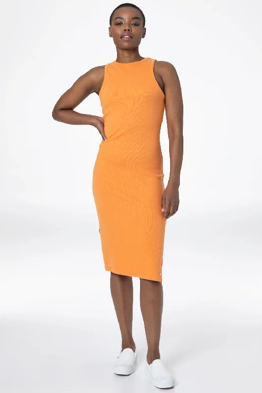 Ribbed Bodycon Dress _ 143278 _ Orange Flirty Bodycon Dress