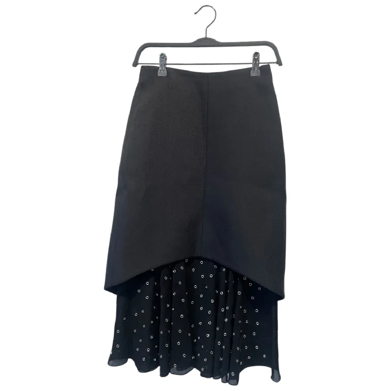 BALENCIAGA/Long Skirt/38/Wool/BLK/Double Layer Skirt w/ Eyelit