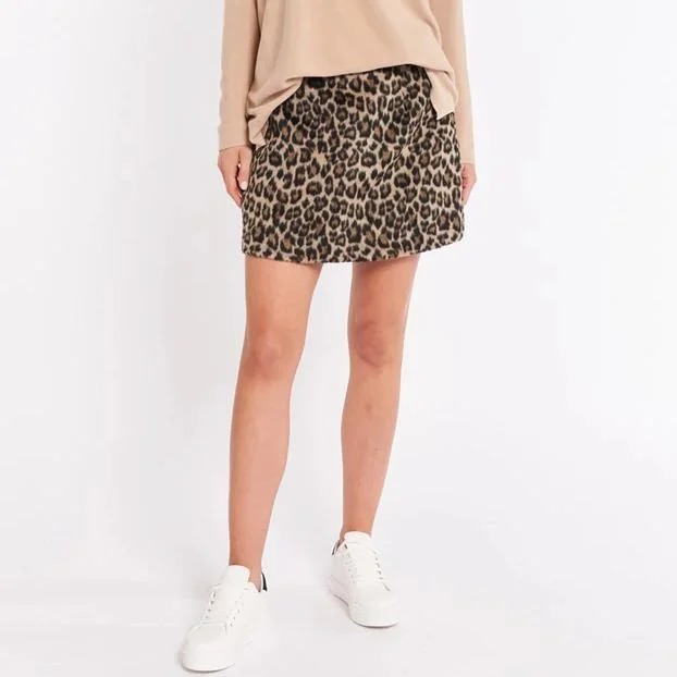 SASS - Brushed Jacquard Lorena Skirt in Leopard