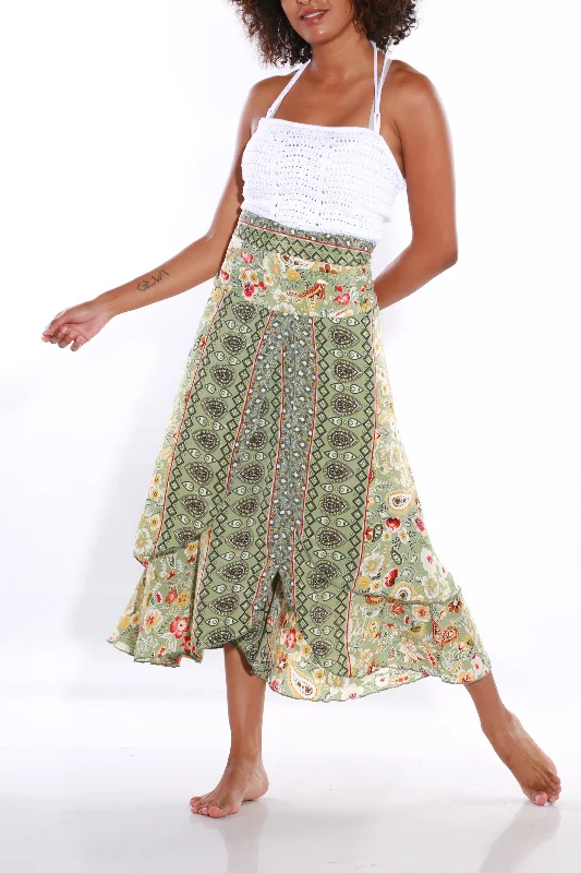 Happy Boho midi skirt - olive