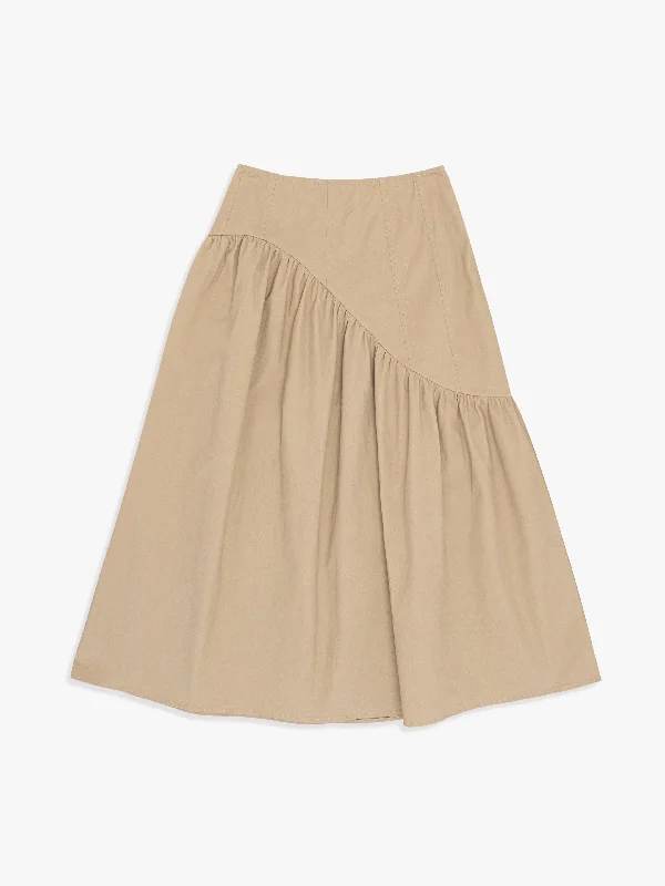 Maeve Midi Skirt - Toast Twill