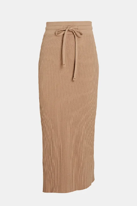 Primary Rib Drawstring Midi Skirt Lt. Tawny