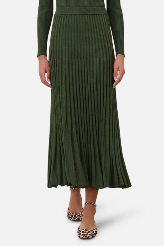 Pleated Midi Skirt Forest